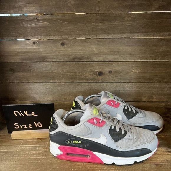 Mens Nike Air Max 90 Wolf‎ Gray Rush Pink Athletic Shoes Sneakers Size 10 M GUC - Picture 1 of 5